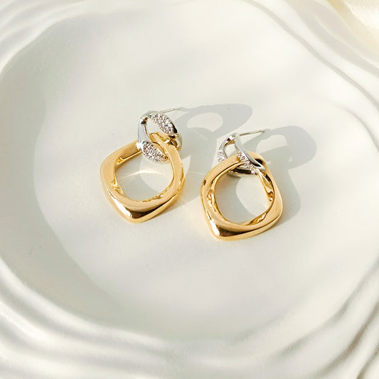 Dualuxe Loop Drops Earrings - Gold & Silver