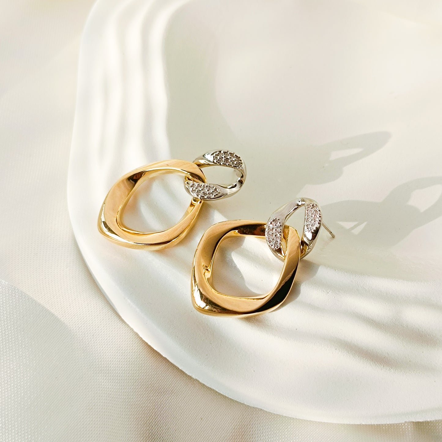 Dualuxe Loop Drops Earrings - Gold & Silver