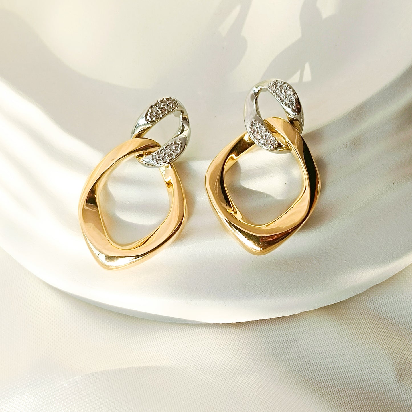 Dualuxe Loop Drops Earrings - Gold & Silver