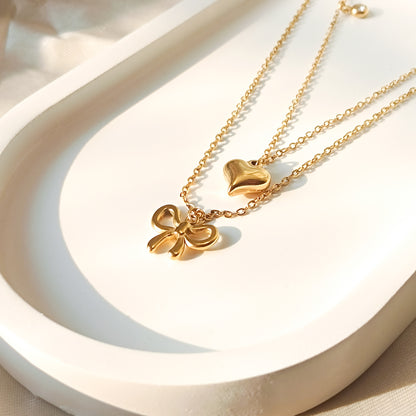 Heart & Bow Charm Necklace