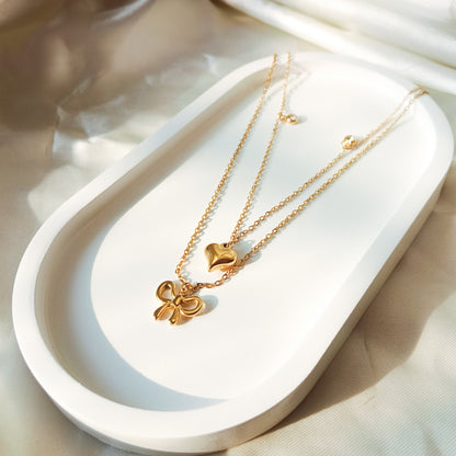 Heart & Bow Charm Necklace