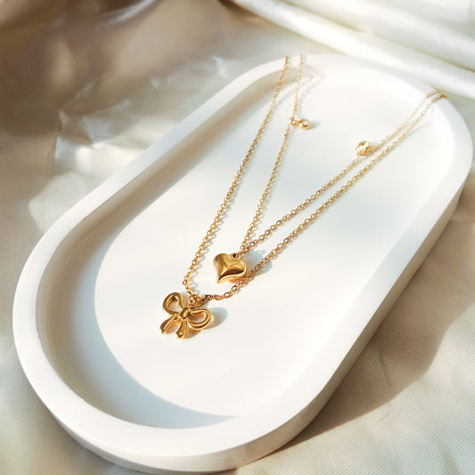 Heart & Bow Charm Necklace